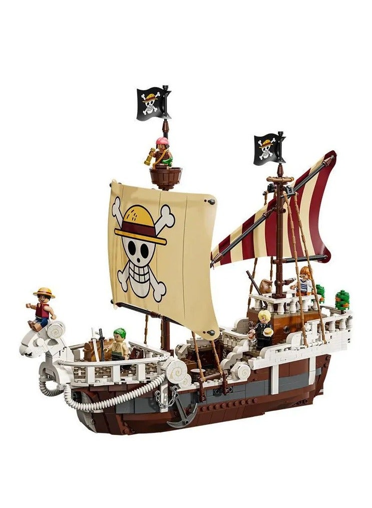 عام **طقم مكعبات بناء سفينة قراصنة One Piece - نموذج سفينة، مكعبات تجميع، تفاصيل فاخرة، لعبة طرفيات علامة تجارية للمعجبين، مجموعة وعرض** - Image 4